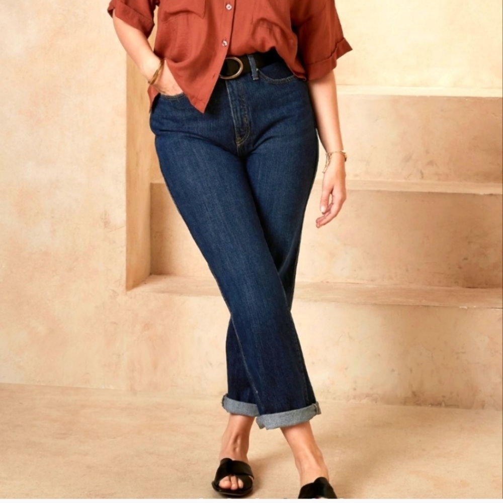 Banana Republic Factory Med Wash High Rise Straight Jeans Sz 34/18 Women